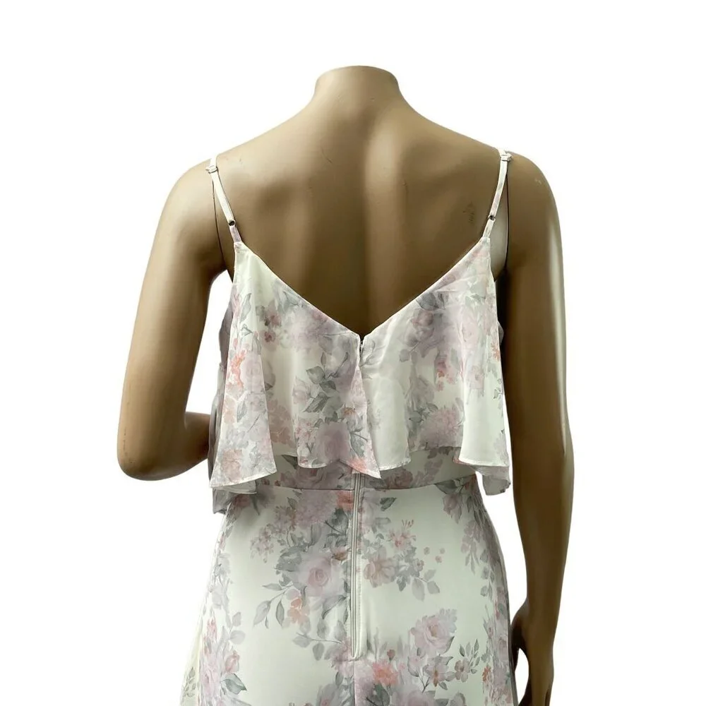 Birdy Grey Jane Slit Convertible Blush BouquetMaxi Formal Bridesmaid Dress S NWT